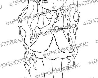 Digital Stamp Posies Girl, Digi Coloring Page, Floral Flowers, Cute Children, Thinking of You, Card Making Crafts, Anime Art