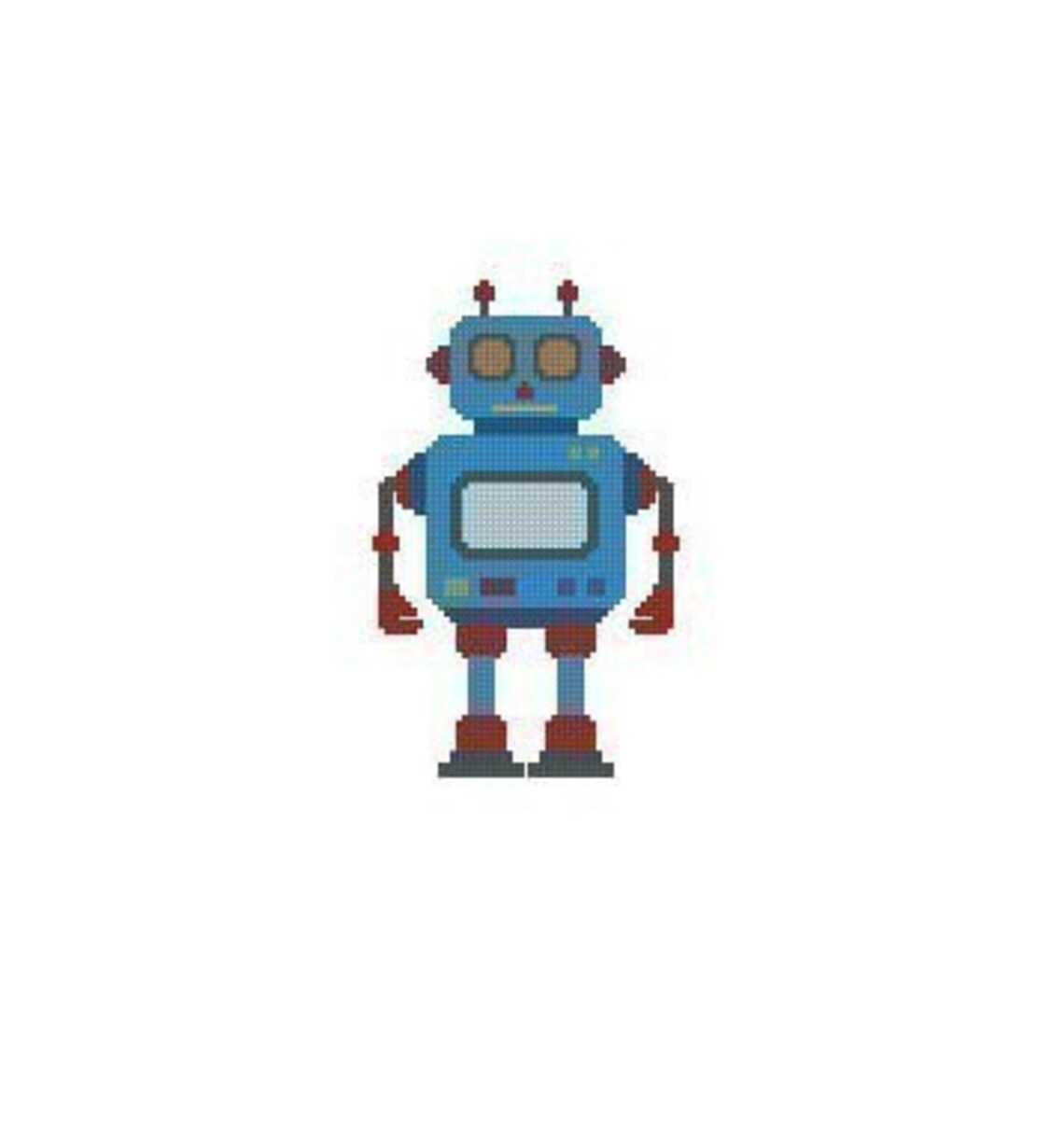 Blue Robot Cross Stitch Chart Pattern PDF Etsy