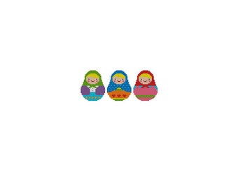Padrão de gráfico de ponto cruz de bonecas Matryoshka PDF