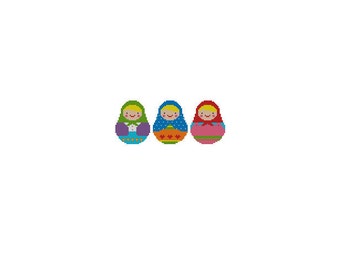 Matryoshka Dolls Cross Stitch Chart Pattern PDF