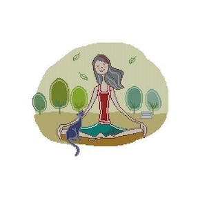 Yoga Girl Counted Cross Stitch Chart Pattern PDF
