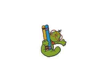 Padrão de gráfico de ponto cruz Bookworm PDF