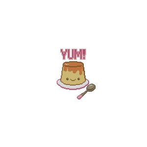 Cute Flan Counted Cross Stitch Chart Pattern PDF