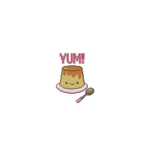 Cute Flan Counted Cross Stitch Chart Pattern PDF