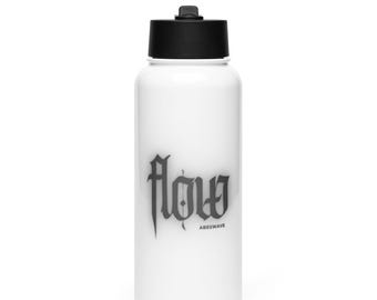 Stainless steel water bottle with a straw lid
