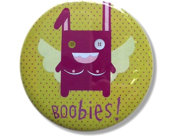 Yay for Boobies - Abridor/Llavero de Botella de 2.25", Espejo de Bolsillo, Imán o Botón Pin-back