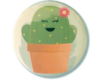 Cactus Lady - 2.25" Bottle Opener/Keychain, Pocket Mirror, Magnet, or Pin-back Button