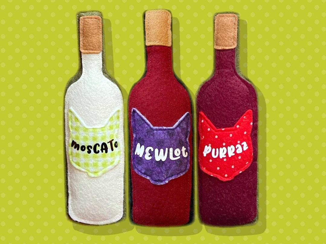 Pack of 3 Highly Potent Catnipfilled Cat Toy Wine Bottles Etsy