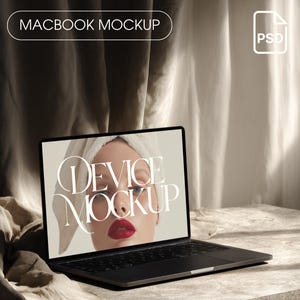 Maqueta de MacBook PSD Pantalla de portátil Maqueta de dispositivo MacBook Pro Objeto inteligente editable Maqueta de producto digital para diseñadores Maqueta de dispositivo de computadora portátil