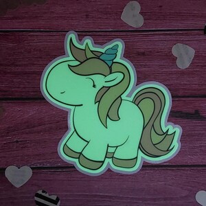 Sticker "Einhorn", nachtleuchtend, 8x9 cm, Glow in the Dark