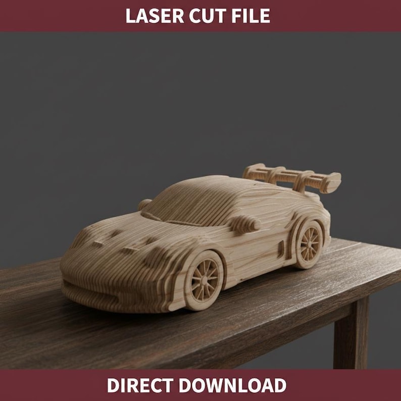 Porsche GT3 RS Laser Cut File, Sliceform Car Model (svg, Dxf, Ai ...