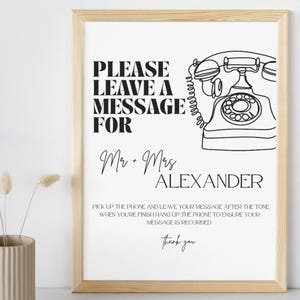 Wedding Guest Book Sign, Printable Voicemail Audio Guestbook Sign, Phone Message Wedding Sign, Leave a Voicemail, Editable Canva Template