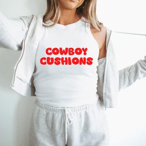 Cowboy Cushions Micro Rib Racer Tank Top, I Love Cowboys Shirt, Western Theme Tank Top, Y2K Country Top, Rodeo Cowgirl Shirt