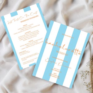 Beach Bachelorette Invite and Itinerary Last Toast On The Coast Bachelorette, Coastal Bachelorette Invitation, Editable Canva Template