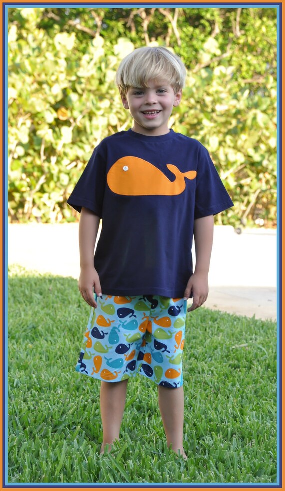 boy beach vacation summer shirt school t-shirt fish birthday party Whale with Sunglasses Applique bodysuit OR T-shirt you choose