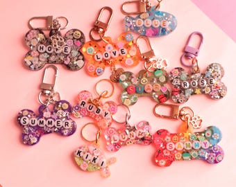 Dog Tag Personalized Resin Tags with Letter Beads