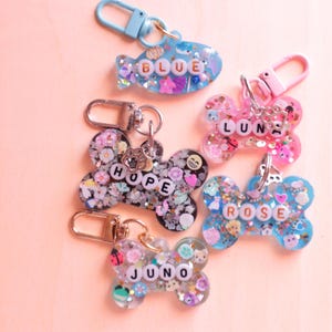 Dog Tag Personalized Resin Tags with Letter Beads