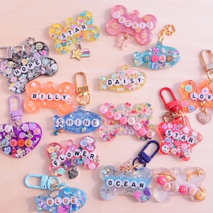 Dog Cat Tag Personalized Resin Tags with Letter Beads - Custom