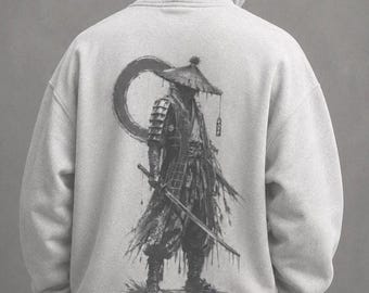 Bluza z kapturem Ronin Silhouette Samurai Warrior na zamek | Japoński rysunek pędzlem Ronin