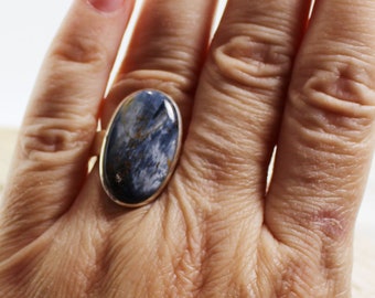 Pietersite ring amazing blues Pietersite stone cab oval shape set on solid 925 sterling silver everyday piece looks great for all unisex