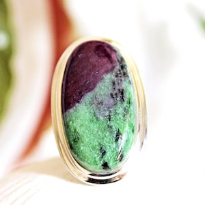 Large Oval Ruby in Zoisite Ring, Sterling Silver, Size 9-9.5