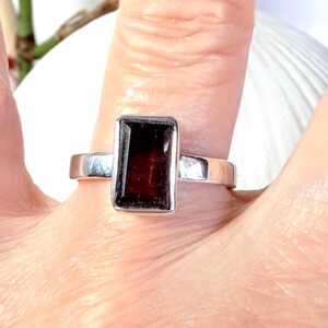 Super Seven Ring: Rectangular stone, Sterling Silver Jewelry, ring size 8