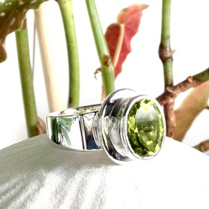 Peridot Sterling Silver Ring: August Birthstone, Size 7
