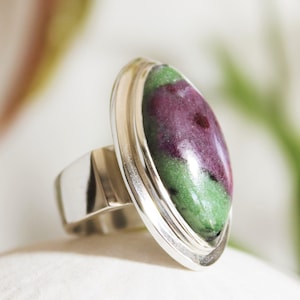 Marquise Ruby in Zoisite Ring: Sterling Silver, Size 6.5-7