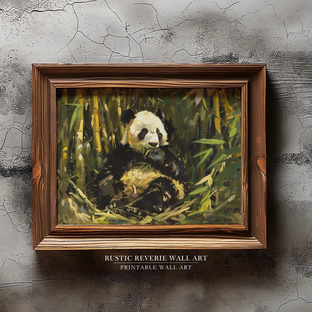 Panda Art Print Painting Printable Wall Art Giant Panda Print Bamboo ...