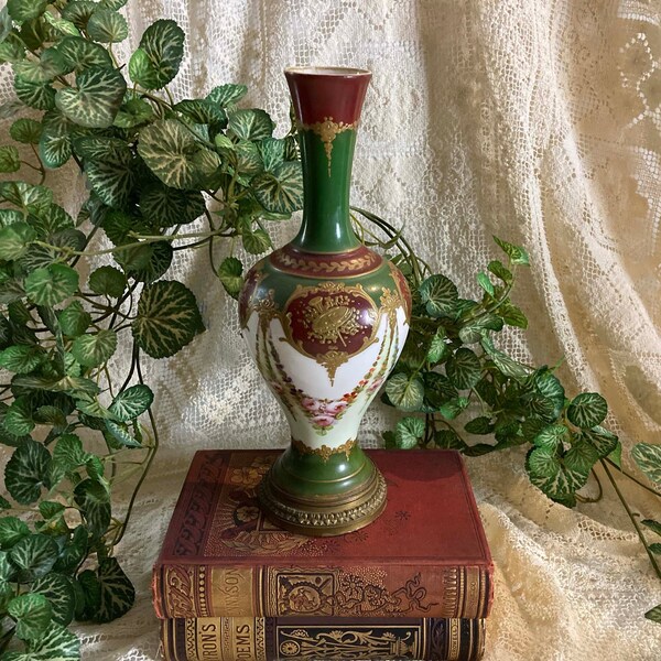 Porcelain Vase With Raised Flowers Etsy