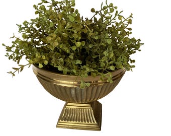 Heavy Brass Compote Bowl Fluted Design Square Pedestal Vintage Japan
