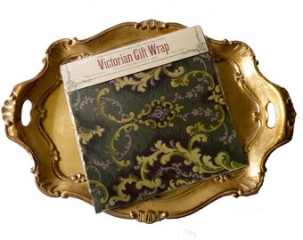 The Evergreen Press Victorian Wallpaper Gift Wrap Package Of 3 Sheets New Old Stock Green