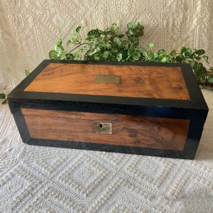 Antique Lap Desk Sloped Writing Box Compartments & Drawers