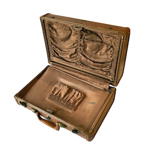Valise vintage Samsonite en similicuir avec intérieur en moiré