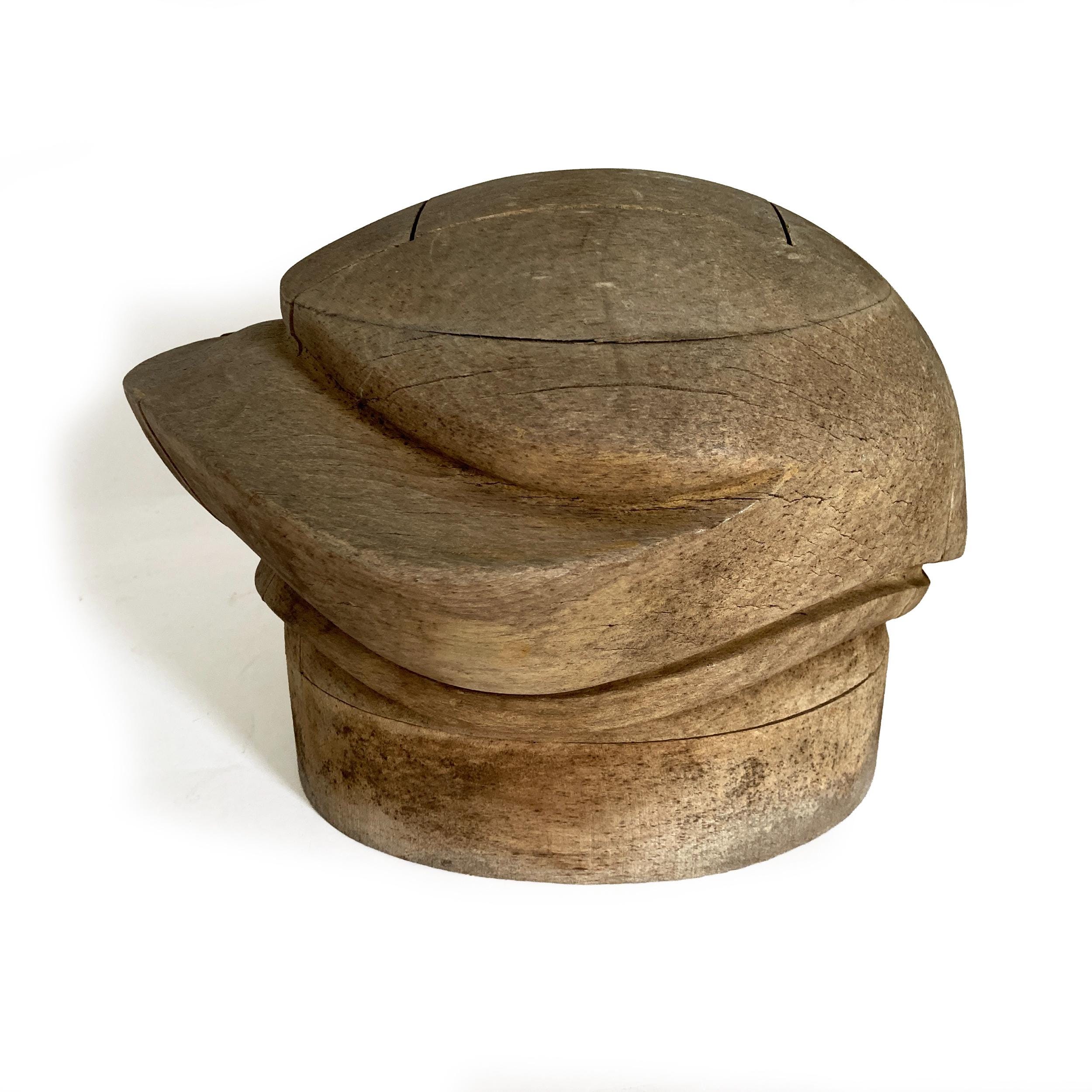 帽子 木型 キャップ型 58cm hat block cap style Wooden Hat Block Mold 5 Piece Puzzle Vintage Millinery Flat Cap