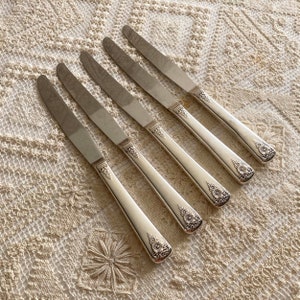 International Wm Rogers Spring Charm Silverplate Flatware 5 Hollow Handle Knives 1 Butter Knife