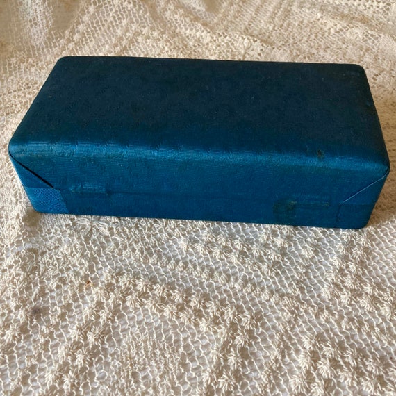 Vintage  Presentation Box Royal Blue Silk Empty M… - image 4