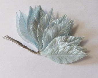 Satin Corsage Leaves 24  Baby Blue Vintage New Old Stock