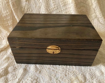 Wooden Box Locking Lined With Tin Cigar Or Tea Storage No Key