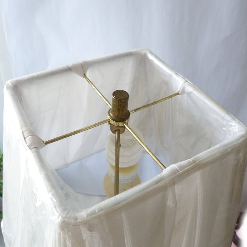 Hobnail Glass and Brass Vintage Lamp With Shade