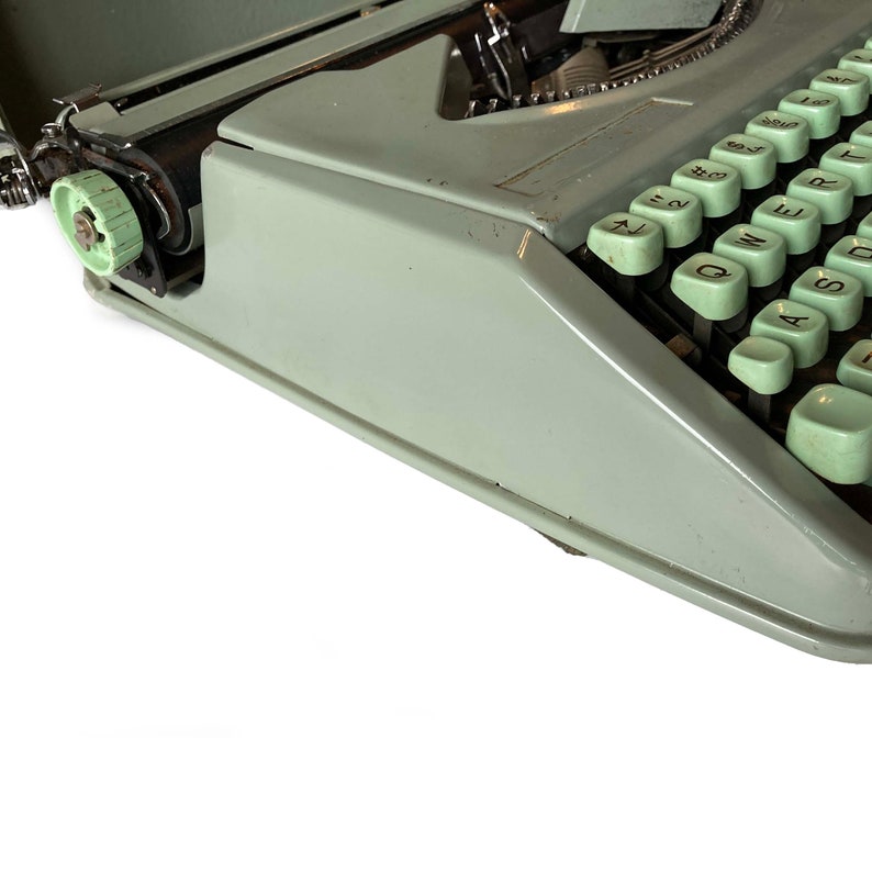 Hermes Baby Manual Portable Typewriter Made In Switzerland USA QWERTY Mint Green Housing & Keys image 7