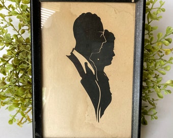 Hand Cut Double Silhouette Couple Man & Woman Black Frame McKelvey's Youngstown, Ohio