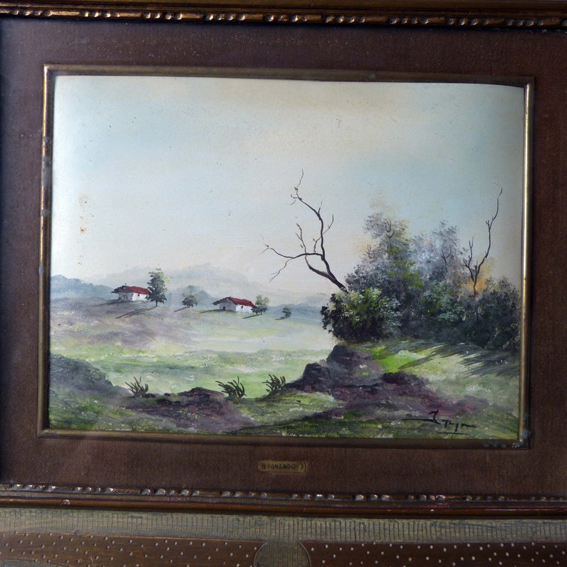 Italian Landscape Oil Painting Under Glass Overlook Fanzago Etsy