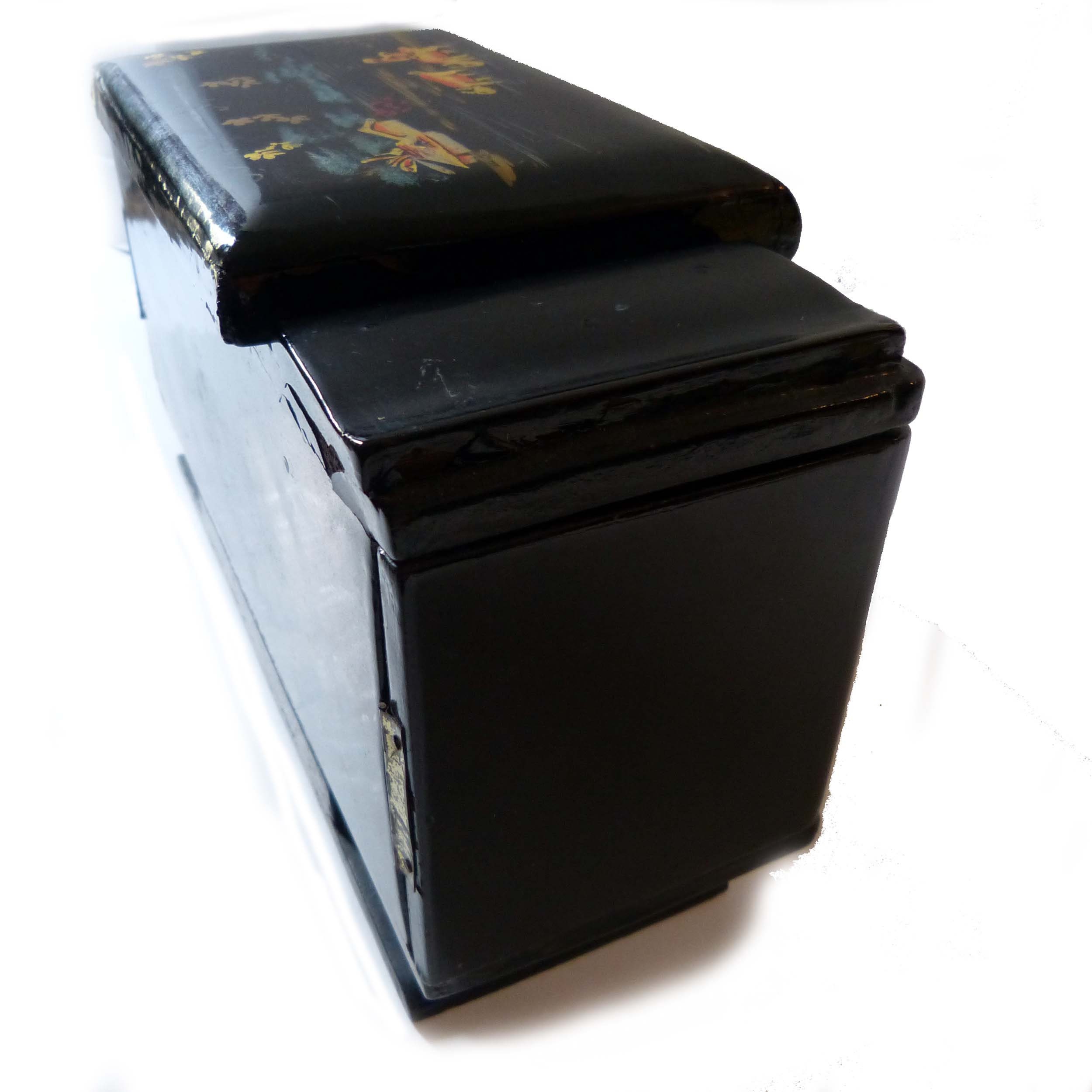 Asian Cigarette Box Hand Painted Black Lacquer Accordian Box - Etsy