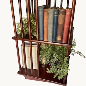 チェスト・キャビネット Antique Book open Shelf Caster Revolving Bookcase Vintage - Etsy