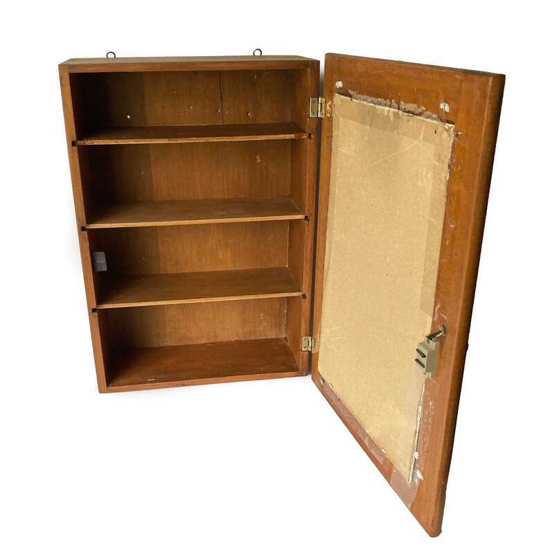 Wooden Wall Door Front With Shelves Medicine Apothecary Display