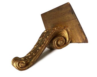 Gilded Gold Florentine Scroll Wooden Wall Shelf Sconce Made In Italy