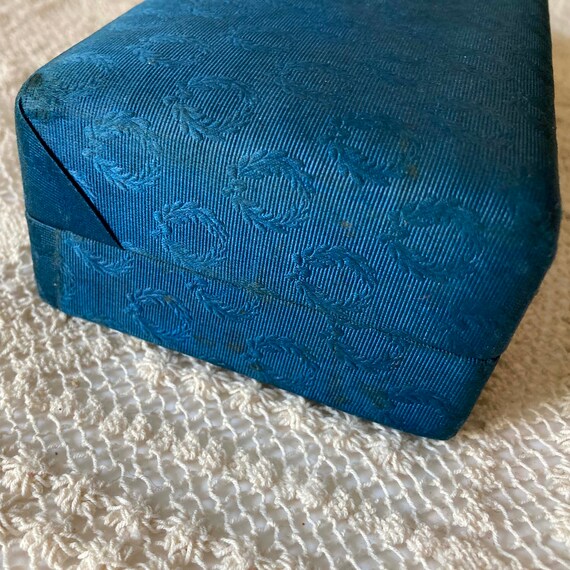 Vintage  Presentation Box Royal Blue Silk Empty M… - image 3