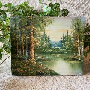 Landscape Oil Painting Trees Lake Vintage Decorative Art Oil On Canvas