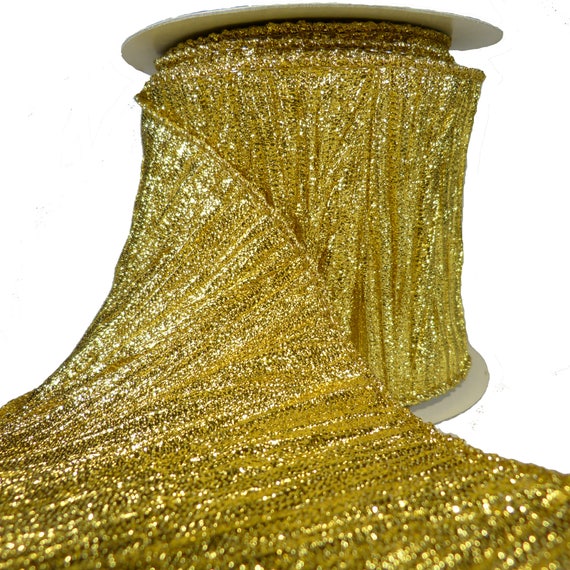 Sparkly Pleated Plissé Gold Lamé Wired Ribbon 10 Yards Etsy